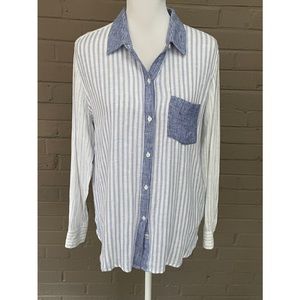 Rails  striped linen blend button down M